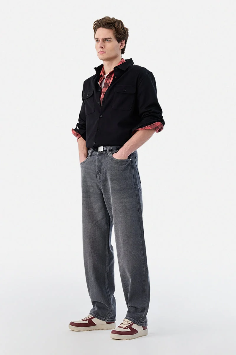 Snitch Grey Washed Loose Fit Jeans for Men | Best Price UAE